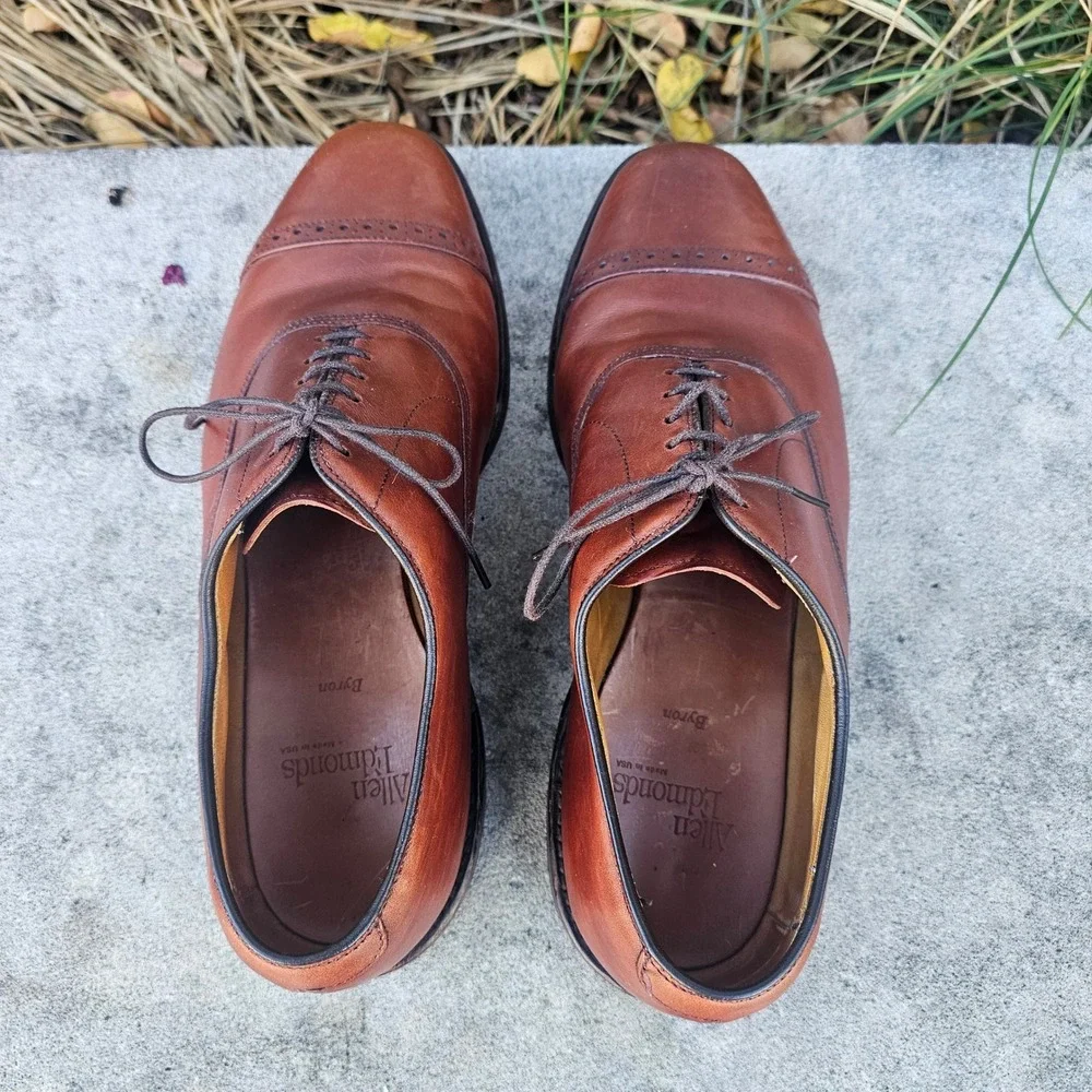 Allen Edmonds Byron Brown Leather Cap‎ Toe Oxford Dress Shoes Mens Size 9 D